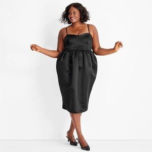 Future Collective Women’s Sweetheart Bubble Satin Midi Dress - Black - XXL
